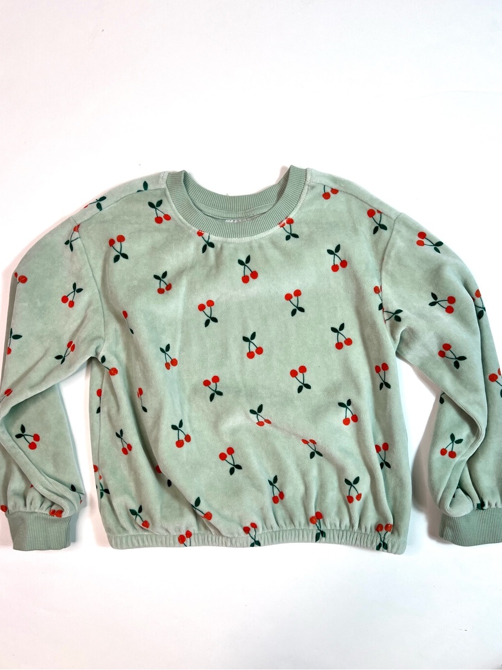 Hanna Andersson Girls Velour Cherry Pullover Top Size 5
